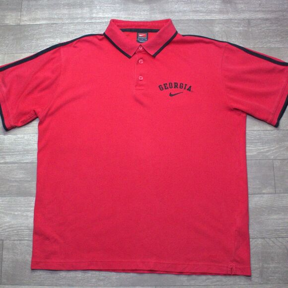 Nike Georgia Bulldogs Polo Shirt Mens L Red Golf Shirt Y2K Football - Picture 2 of 5